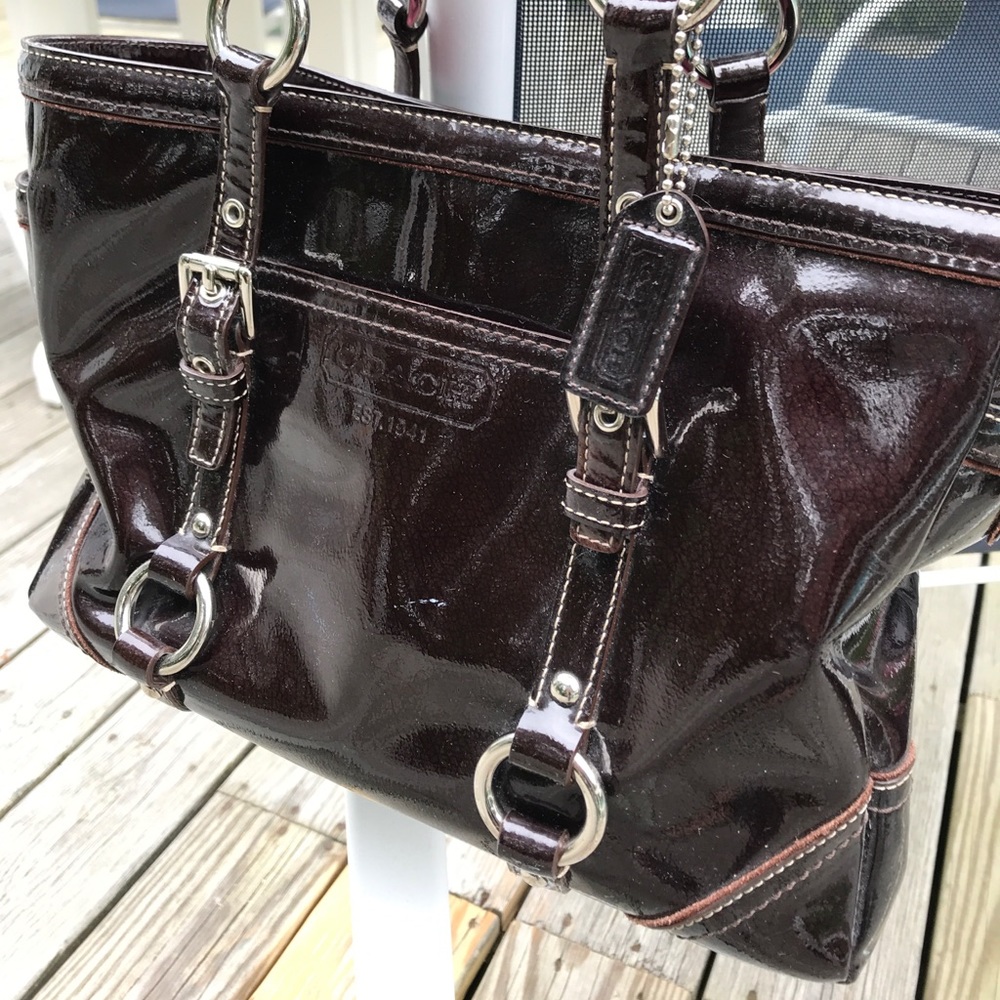 Patent leather Coach purse